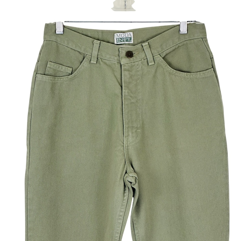 Moda International London Jean Sage Green High Rise Mom Jeans Earthy Soft Girl - Picture 2 of 9